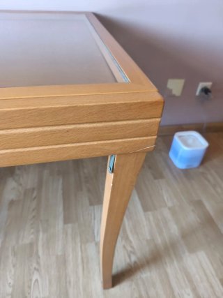 Mesa de salón extensible madera y cristal