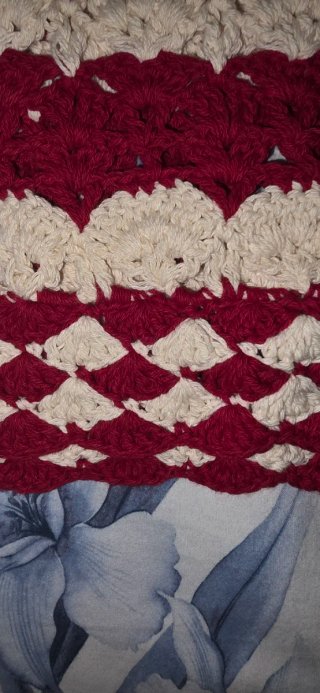 Top Zara Crochet Rojo y Beige