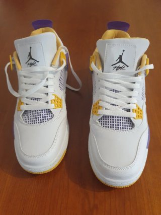 Jordan 4 Lakers Morado Blanco Amarillo
