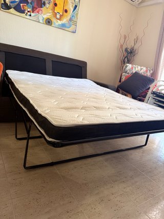 Sofá Cama Tela Naranja y Marrón