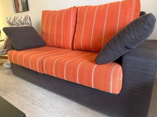 Sofá Cama Tela Naranja y Marrón