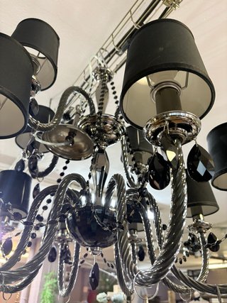 Lámpara Murano Cristal Negro de 12 brazos