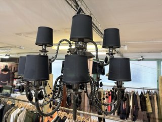Lámpara Murano Cristal Negro de 12 brazos