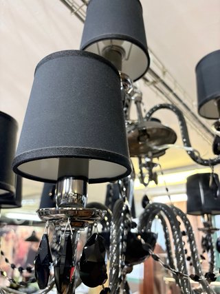 Lámpara Murano Cristal Negro de 12 brazos