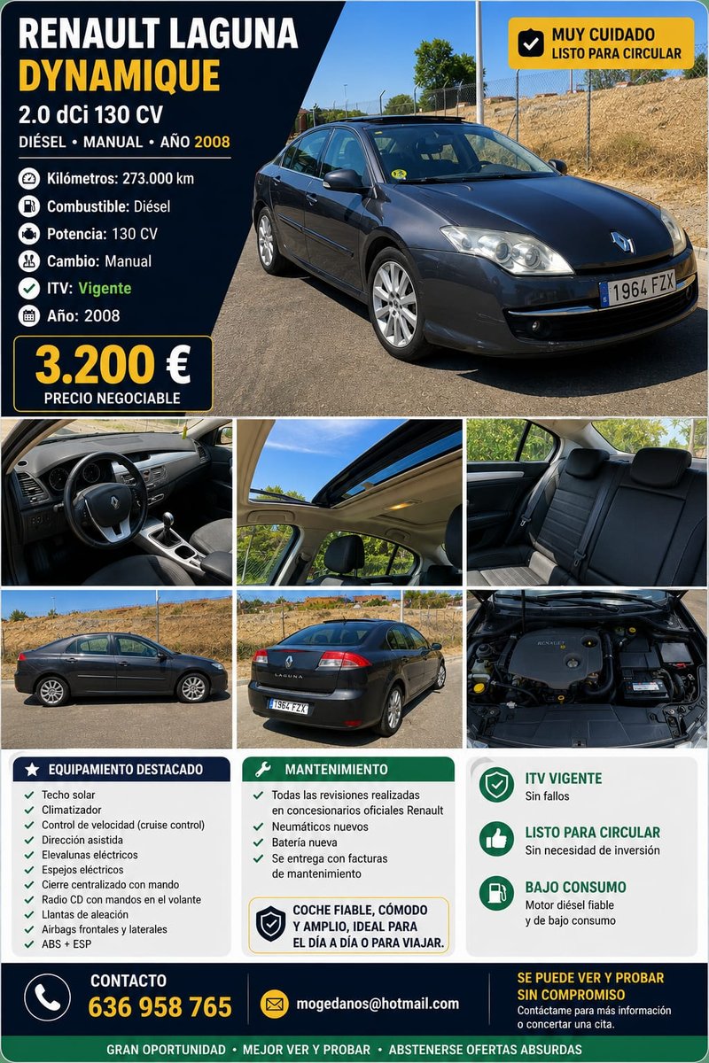 Renault Laguna Dynamique. 130 CV. Diesel - foto 1