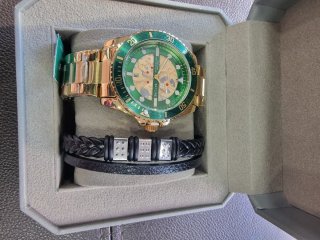 Reloj SKYLINE Oro y Verde + Pulsera