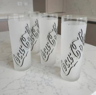 Set 6 Vasos Tubo Coca-Cola Vidrio