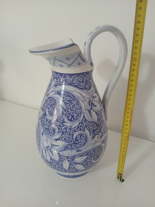 Brocca Ceramica Maiolica Blu Cobalto Vintage H 35