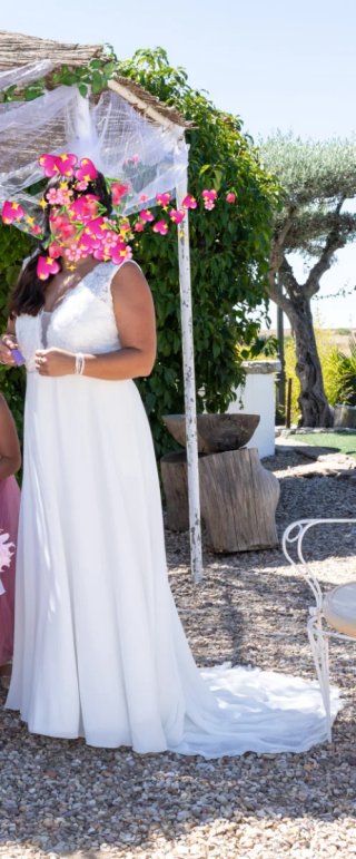 Vestido de Novia Vértice Gala Blanco y Rosa