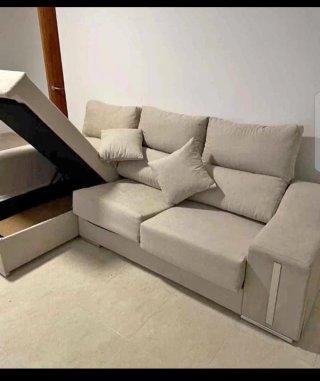 Sofá modular beige de tela