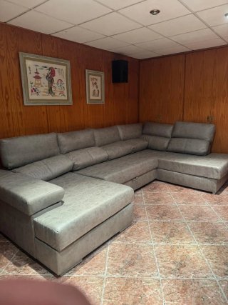 Sofá modular beige de tela