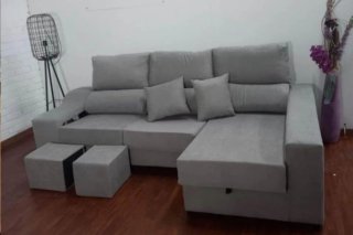 Sofá modular beige de tela