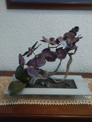 Adorno de mesa orquídeas moradas