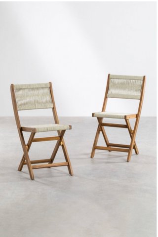 Mesa y 2 sillas de madera para balcón