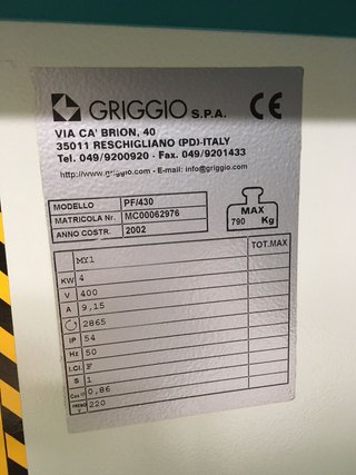 Cepilladora carpintería Griggio