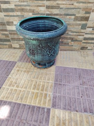 Maceta ornamental decorativa verde/azul