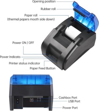 Impresora Térmica Portátil Negra/Azul