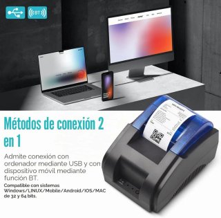 Impresora Térmica Portátil Negra/Azul