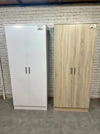 Armario básico de 2 puertas - 80 cm de ancho - Disponible en blanco o madera