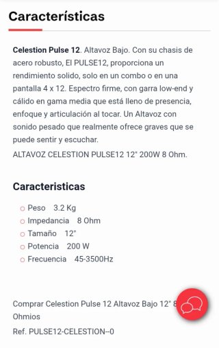Celestion Pulse 12 Altavoz Bajo 8 Ohmios