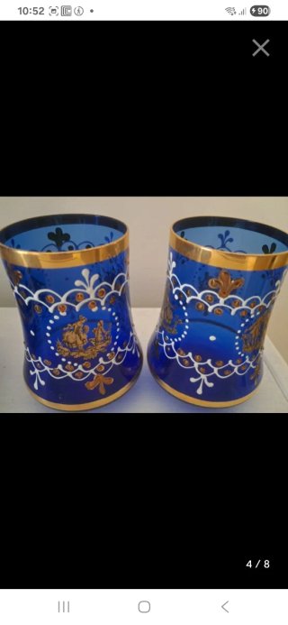 Servizio bicchieri Murano blu e oro