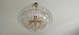 Lámpara de techo cristal y metal dorado