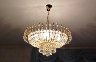 Lámpara de techo cristal y metal dorado