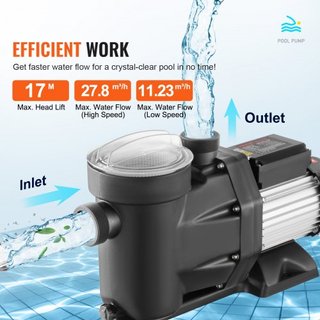 Pompa per piscina fuori terra da 1100 W (1.5HP), 220V-240V, doppia velocità 1450/2860 RPM 1100W, potente flusso massimo 27800 L/H, pompa per piscina a risparmio energetico