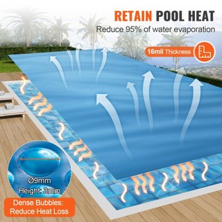 Copertura Solare per Piscina, Telo Solare Rettangolare 24 x 12 piedi per Piscine, Copertura Solare per Piscine Interrate e Fuori Terra, Coperture Solari da 16 mil Blu