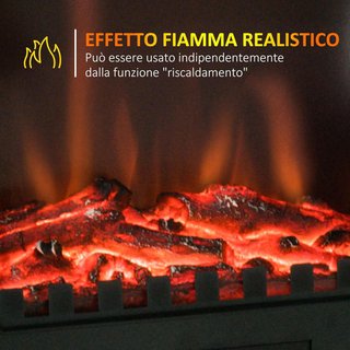 Estufa Eléctrica de Suelo Potencia 1000W / 2000W Con Efecto Llama de Brillo Regulable, Chimenea Eléctrica Con Temperatura Regulable y Protección Contra Sobrecalentamiento, 39X23X56.5Cm, Negro
