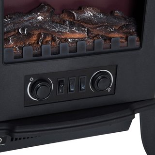 Estufa Eléctrica de Suelo Potencia 1000W / 2000W Con Efecto Llama de Brillo Regulable, Chimenea Eléctrica Con Temperatura Regulable y Protección Contra Sobrecalentamiento, 39X23X56.5Cm, Negro