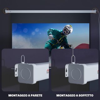 Pantalla de Proyector Motorizada de 84 Pulgadas 4K HD Formato 16:9, Pantalla de Proyector Motorizada Eléctrica con Control Remoto, para Casa, Cine, Oficina, Exterior, 212X8X150 Cm, Blanca