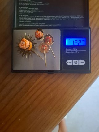 Juego Alfileres Oro Coral Rosa 18K,para dolorosa