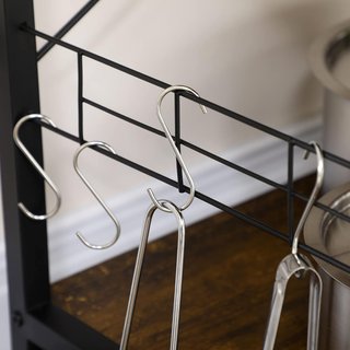 Mueble De Cocina De 3 Estantes En Aglomerado Con Toma De Corriente, Puerto USB Y Cesta Extraíble De Metal, 90X40X83Cm, Marrón Rústico
