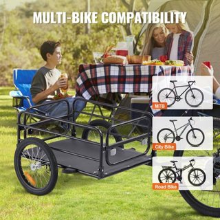 Remolque de Carga para Bicicleta, Capacidad de Carga de 72.5 kg, Carro de Bicicleta de Alta Resistencia, Almacenamiento Compacto Plegable y Liberación Rápida con Enganche Universal, Ruedas de 40.6...