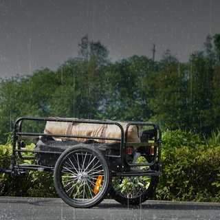 Remolque de Carga para Bicicleta, Capacidad de Carga de 72.5 kg, Carro de Bicicleta de Alta Resistencia, Almacenamiento Compacto Plegable y Liberación Rápida con Enganche Universal, Ruedas de 40.6...