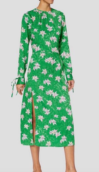Vestido floral verde y rosa