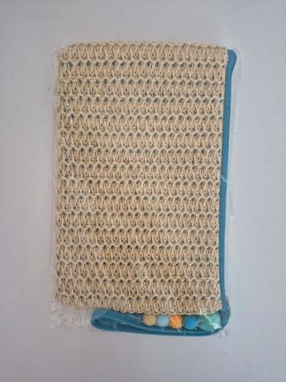 Bolso de mano rafia beige con pompones
