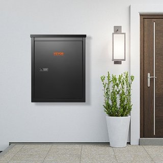Cajas de Entrega de Paquetes para Exterior 39.1 x 26.9 x 52.1 cm, Buzón de Pared de Acero Galvanizado con Cerradura Codificada, Baffle Antirrobo, Buzón Grande Impermeable IPX3 Bloqueable para Porc...