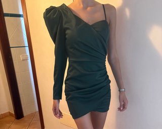 Vestido fiesta verde un hombro