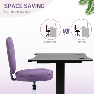 Silla de Escritorio en Forma de Corazón, Silla de Oficina con 5 Ruedas Giratorias y Altura Ajustable en Tela, 40X50X79-89Cm, Violeta