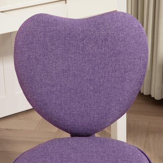 Silla de Escritorio en Forma de Corazón, Silla de Oficina con 5 Ruedas Giratorias y Altura Ajustable en Tela, 40X50X79-89Cm, Violeta