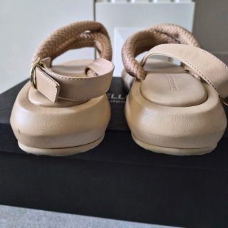Sandalo donna pelle beige intrecciato