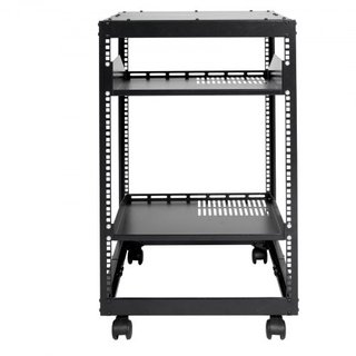 Rack de Servidor Abierto de 15U, Profundidad Ajustable de 58.5-101.6cm/23-40 in, Rack de Servidor de Red Montado en Pared o Independiente, Rack AV de 4 Postes con Ruedas, Soporta Todo Su Equipo de...