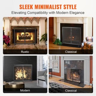 Pantalla de Chimenea de 1 Panel con Puerta, Pantalla de Chimenea de Malla de Hierro Resistente, Cubierta de Protección contra Chispas de 990(L) x780(H)MM, Instalación Simple, Rejilla de Fuego Inde...