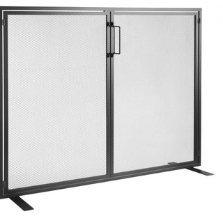 Pantalla de Chimenea de 1 Panel con Puerta, Pantalla de Chimenea de Malla de Hierro Resistente, Cubierta de Protección contra Chispas de 990(L) x780(H)MM, Instalación Simple, Rejilla de Fuego Inde...