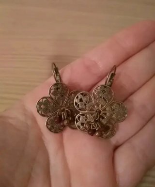 Pendientes flor victorianos morados y plateados