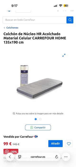 Colchón 135x190 sin uso