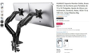 Soporte Doble Monitor HUANUO Gas Negro