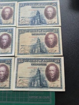 6 Billetes: 25 Pesetas 1928 Alfonso XIII